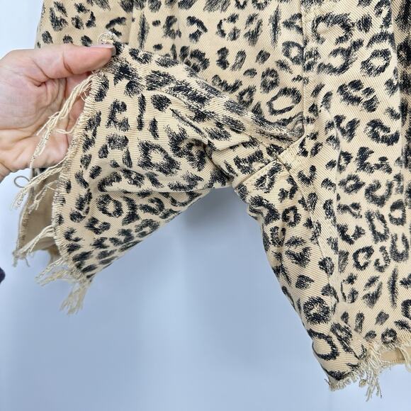 Free People Dogtown Cut Off Shorts 25 Raw Hem High Rise Cheetah Baggy 90s Boho - Picture 8 of 10